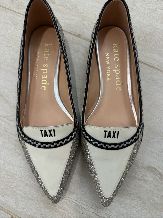 kate spade Shoes - kate spade White and Silver 'Taxi' Pointed Toe Flats